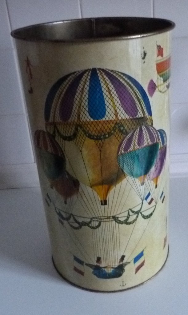 Vintage prullenbak met luchtballon luchtballonnen, Ophalen of Verzenden