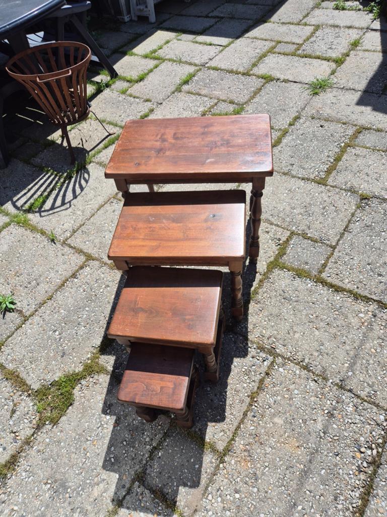 Eiken miniset tafeltjes 4x, Ophalen, Minder dan 55 cm, 45 tot 60 cm
