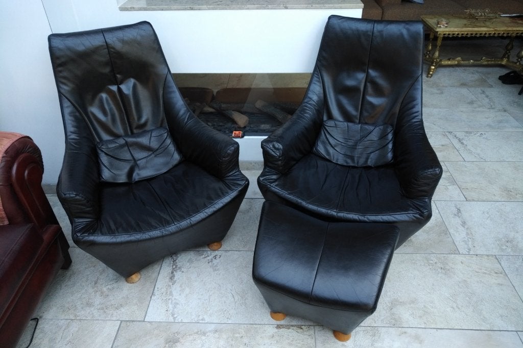 2 x Design Fauteuil 1 x hocker De Toekomst Sitting Vision Zw, Gebruikt, Minder dan 75 cm, Ophalen of Verzenden, Dutch Design