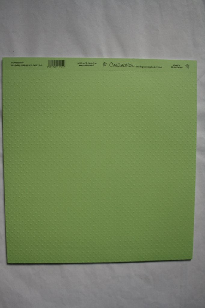 10 vel creamotion geembost karton dots licht groen 4110, Ophalen of Verzenden, Nieuw, Papier of Karton, Overige merken