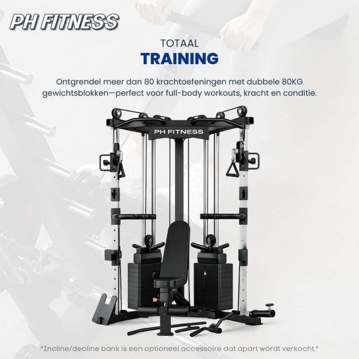 PH Fitness V-Frame Cable Crossover - Home Gym 160KG, Armen, Support@phfitness.nl, Nieuw, Ophalen of Verzenden