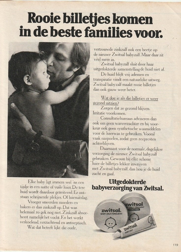 Retro reclame 1976 Zwitsal zalf tegen rode billetjes, Verzenden, Overige typen
