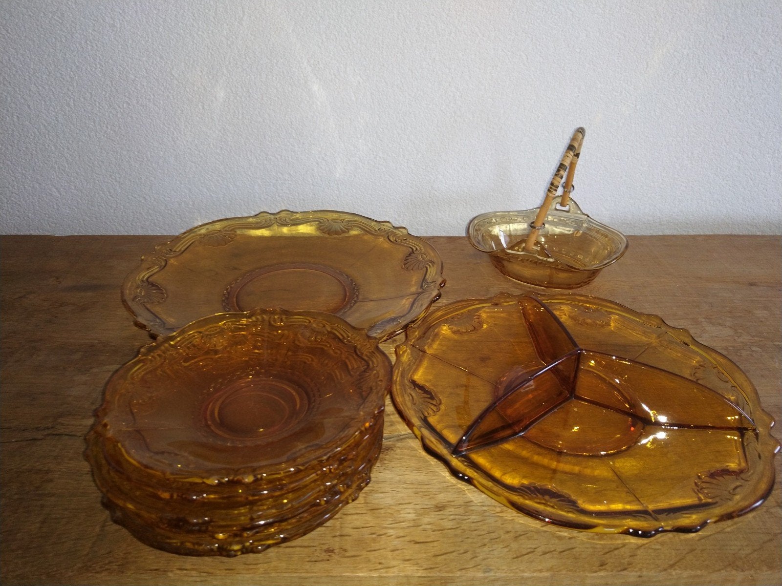 Vintage Rookglas Gebakset met Bonbon Schaaltje, Antiek en Kunst, Ophalen