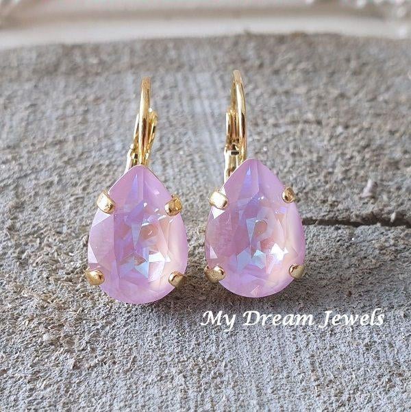 Oorbellen Belle met Swarovski Druppel "Cr Lavender Delite", Met kristal, Overige materialen, Hangers, Verzenden