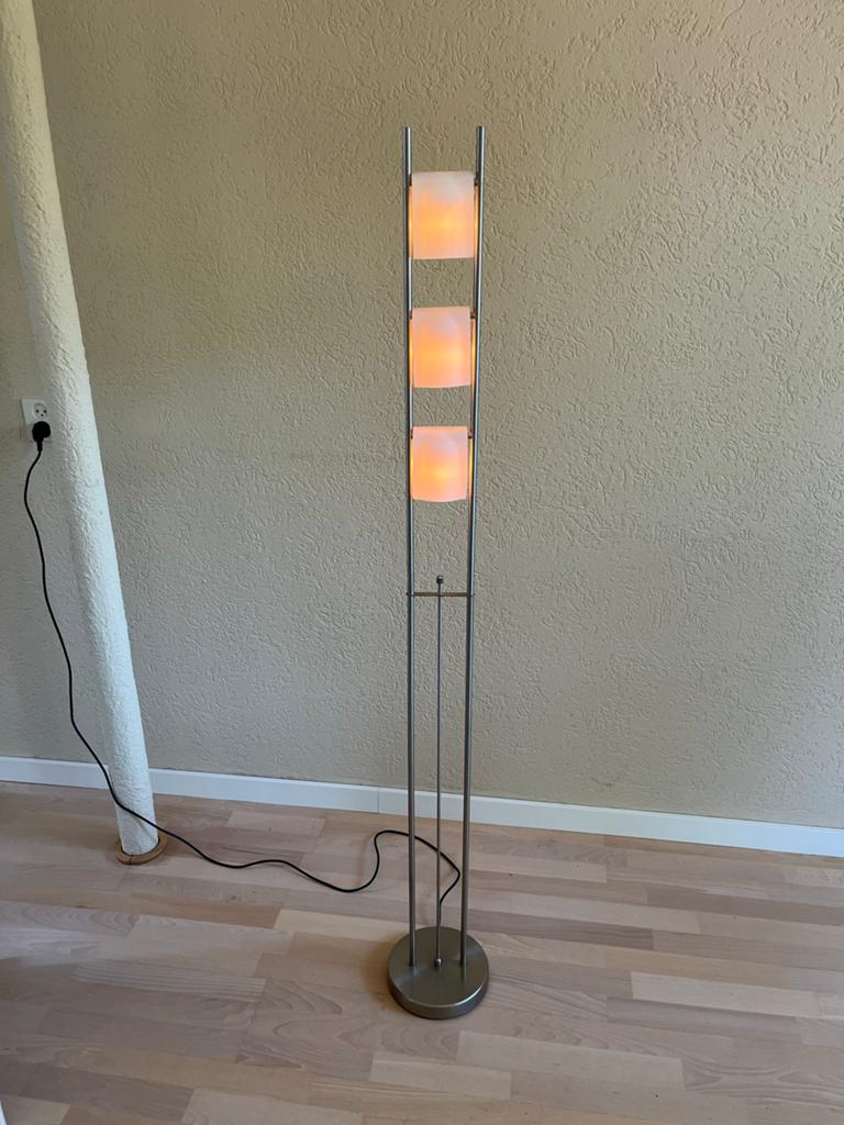 Set van 2 RVS lampen met glazen kapjes, Ophalen, Modern, 150 tot 200 cm, Glas