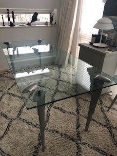 Glazen (eet)tafel Rob Eckhartdt, Huis en Inrichting, Ophalen, Gebruikt, 50 tot 100 cm, Vijf personen of meer