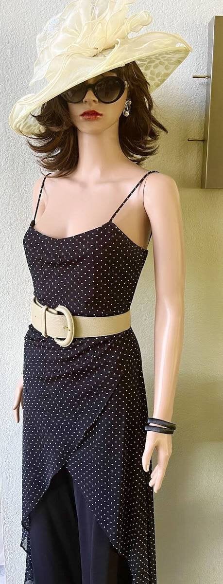Ribkoff zoerse luxe jumpsuit zwart witte stippen overlaag L, Verzenden, Zo goed als nieuw, Maat 42/44 (L), Meerkleurig
