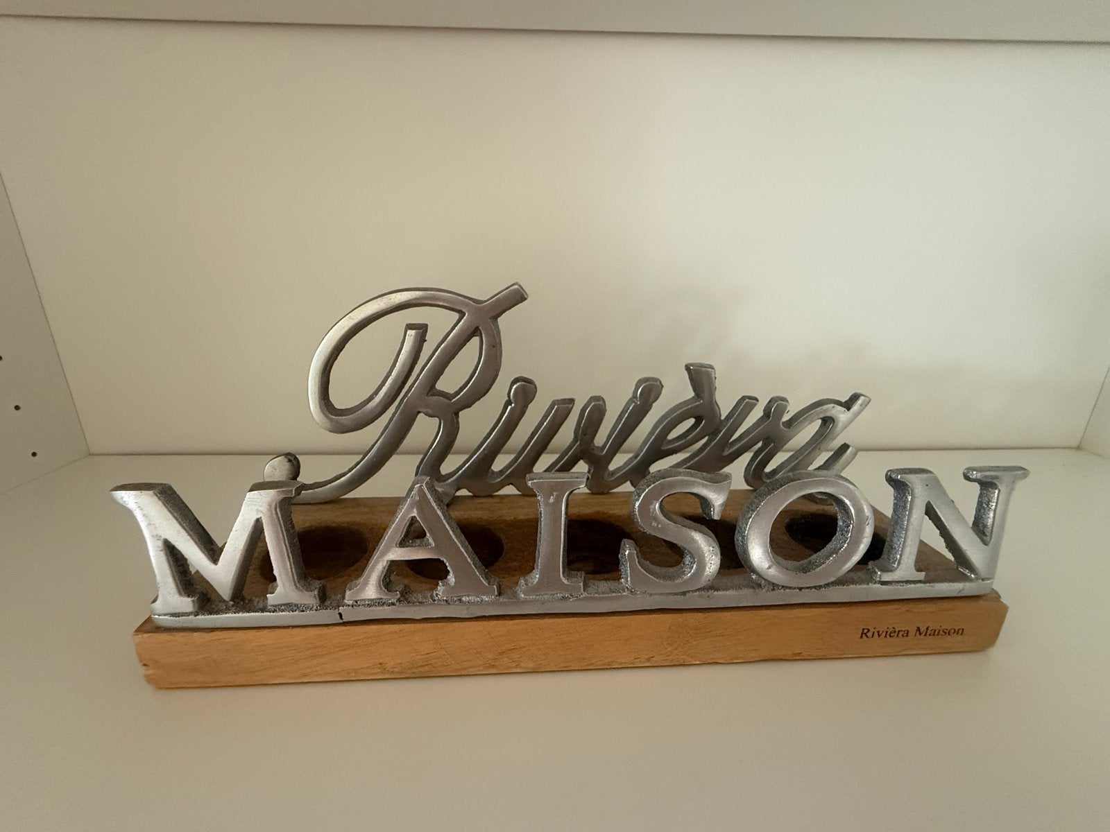 *Z.G.A.N. RIVIERA MAISON SIGN WAXINELICHTHOUDER*, Hout, Ophalen of Verzenden, Zilver, Landelijk