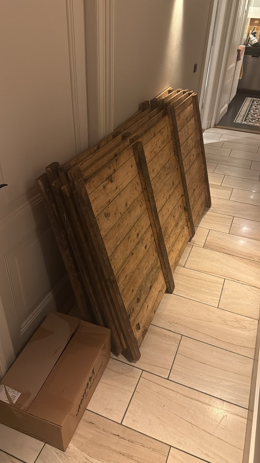 Houten vlonder vloer - 10 m2 (5 platen van 2x1m), Ophalen, Gebruikt, Hout