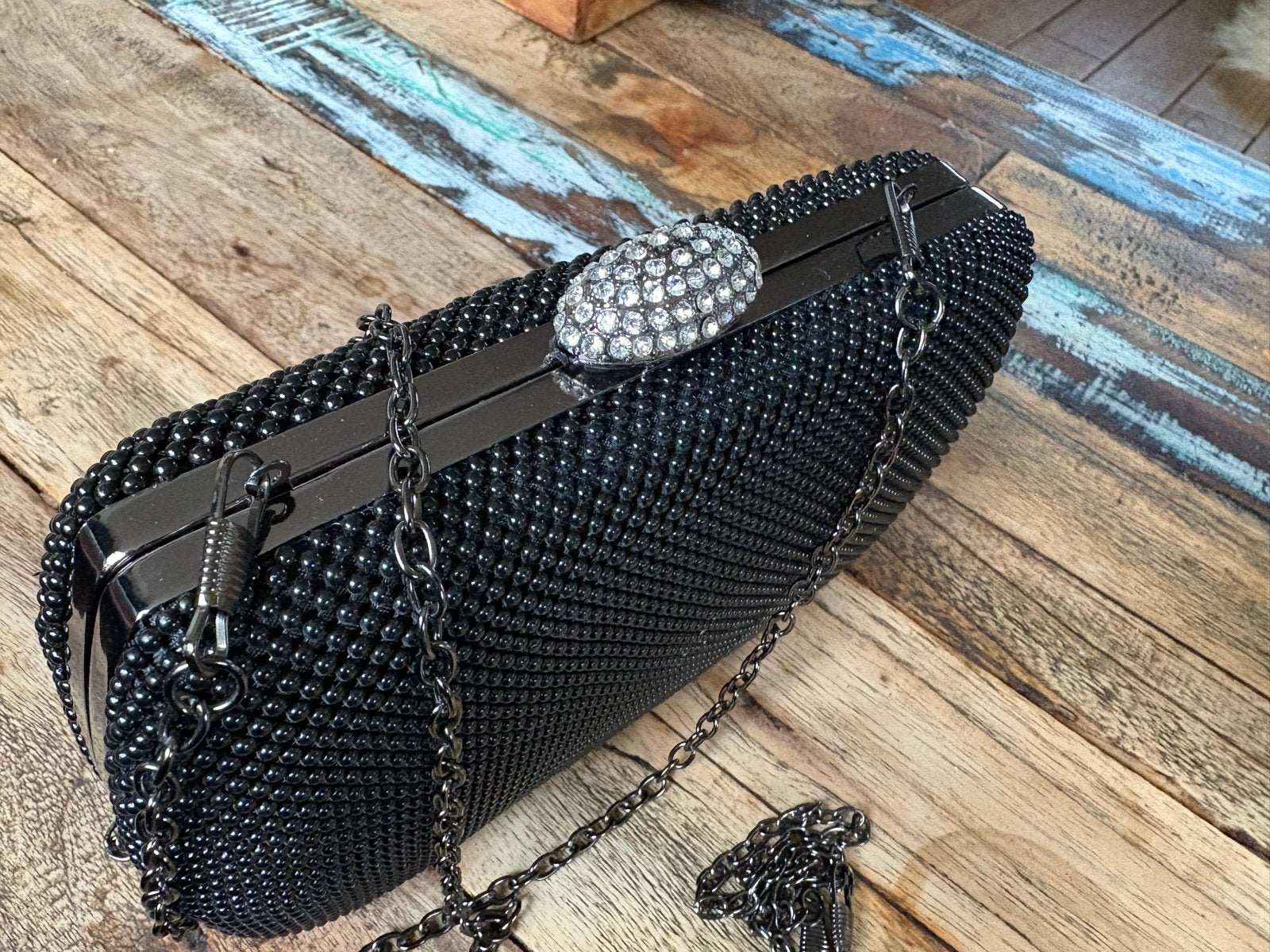 Zwart Avondtasje met Strass Sluiting - Zo goed als nieuw, Ophalen of Verzenden, Zo goed als nieuw, Zwart, Avondtasje