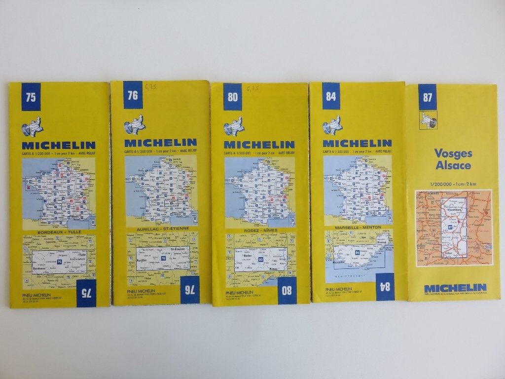 5 Michelin autokaarten wegenkaarten van Frankrijk, Boeken, Atlassen en Landkaarten, Gelezen, Frankrijk, Ophalen of Verzenden, Landkaart