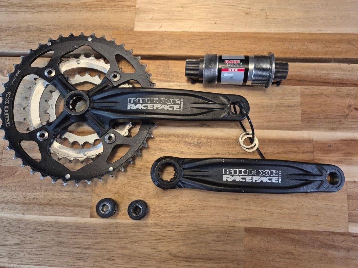 Retro Race Face Ride XC Crankset, Compleet met Trapas, Fietsen en Brommers, Crankstel of Pedalen, Gebruikt, Raceface, Ophalen of Verzenden