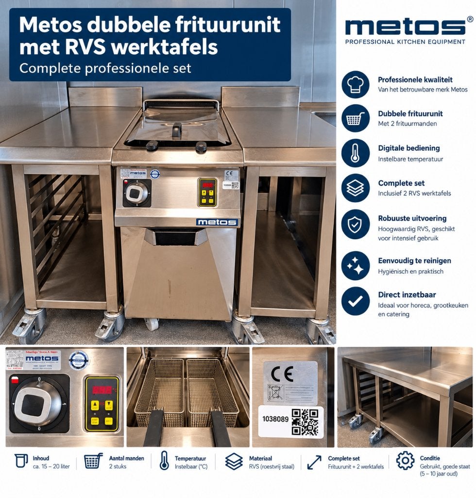 Metos Dubbele Frituurunit – Professionele Kwaliteit 2016, Witgoed en Apparatuur, 4 liter of meer, Ophalen, Zo goed als nieuw, Duo-friteuse