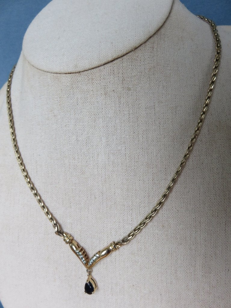 Halssierraad met o.a saffier steen zilver verguld - 20e eeuw, Ophalen of Verzenden, Gebruikt, Goud, Zilver
