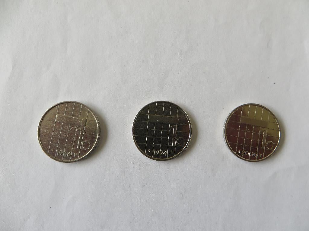 1 Gulden Beatrix 3 stuks 1986 1994 2000, Postzegels en Munten, Munten | Nederland, Ophalen of Verzenden, Koningin Beatrix, 1 gulden