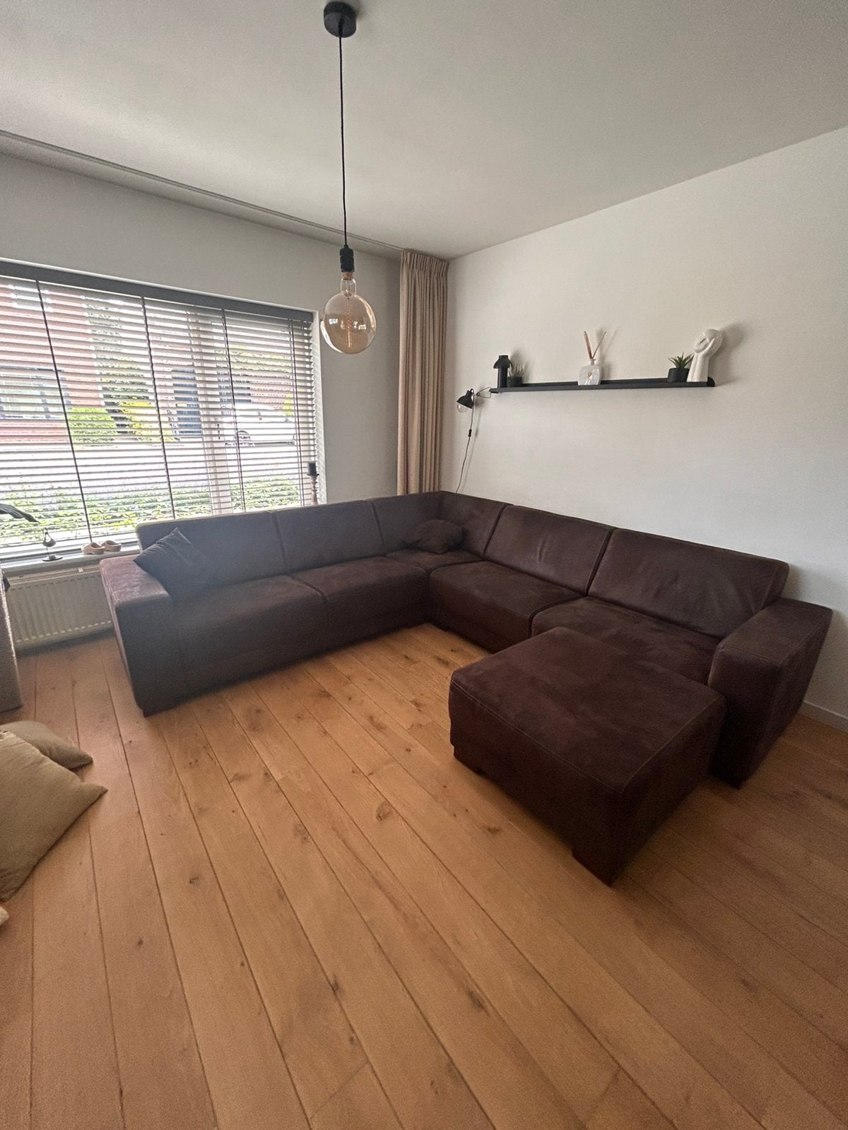 Mooie suede look Bruine bank, Ophalen, Zo goed als nieuw, Stof