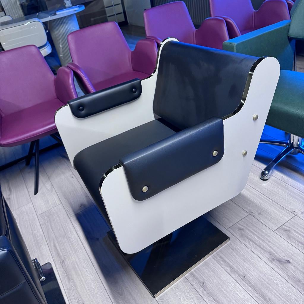Kappersstoel beige cream zwart knipstoel kapsalon stoel, Huis en Inrichting, Stoelen, Nieuw, Eén, Leer, Overige materialen, Overige kleuren
