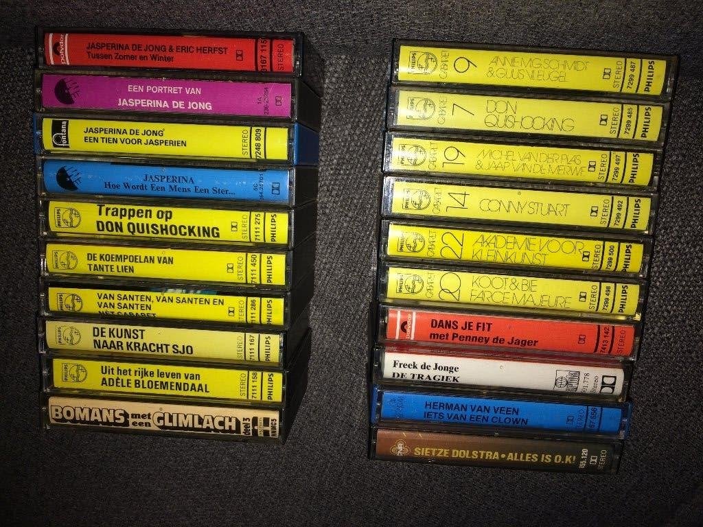 Collectie van 20 cassettes: Cabaret & Humor, Gebruikt, 2 t/m 25 bandjes, Ophalen of Verzenden, Origineel