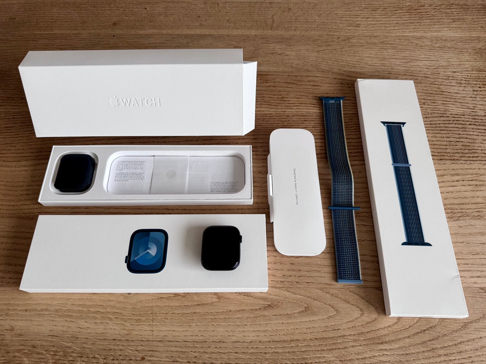 Apple Watch Series 9 45mm Midnight Aluminium met sportloop, Ophalen, Gebruikt, Zwart, IOS
