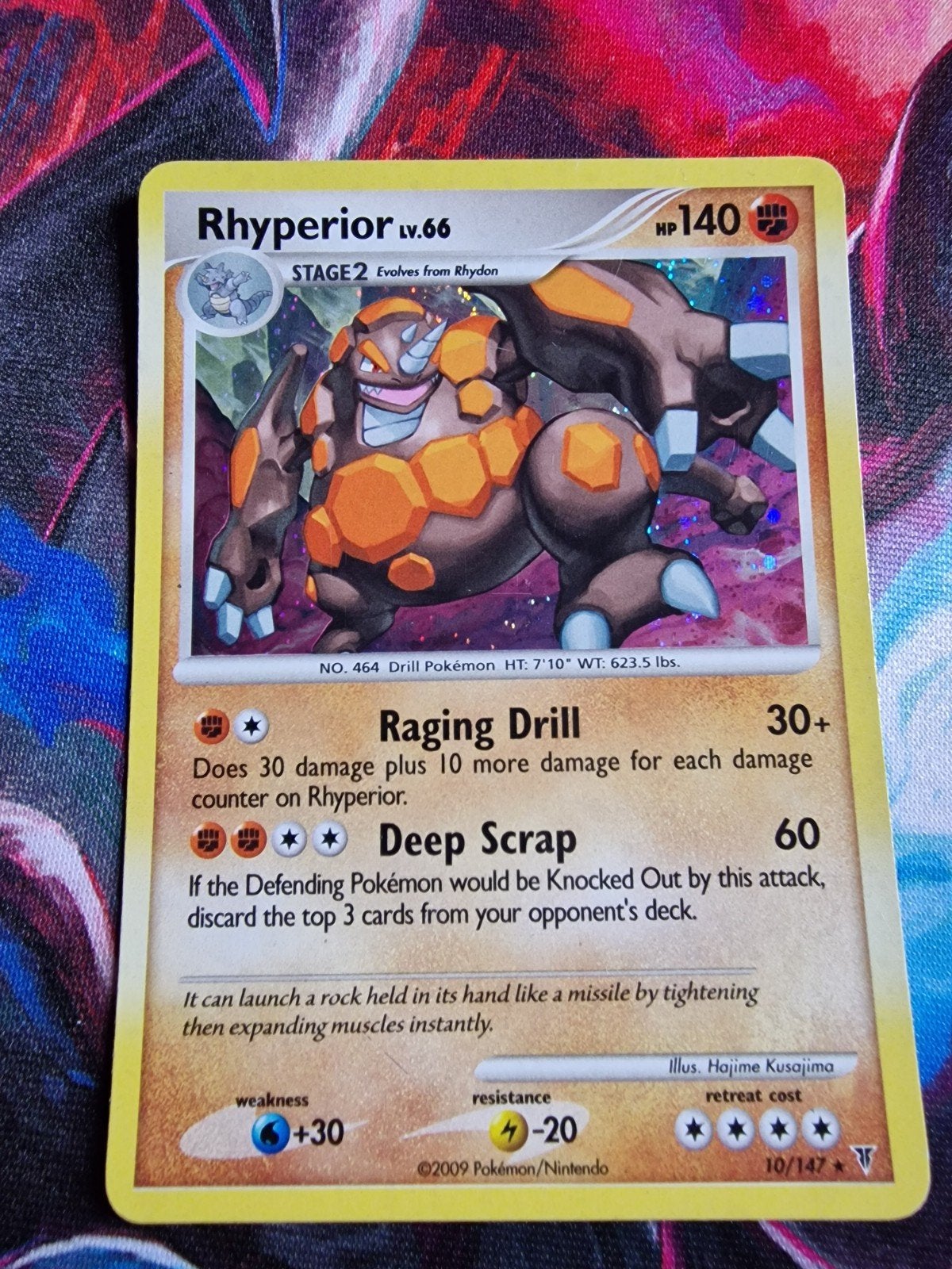 Rhyperior Lv.66 Pokémon kaart (2009) holo, Ophalen of Verzenden, Gebruikt, Losse kaart