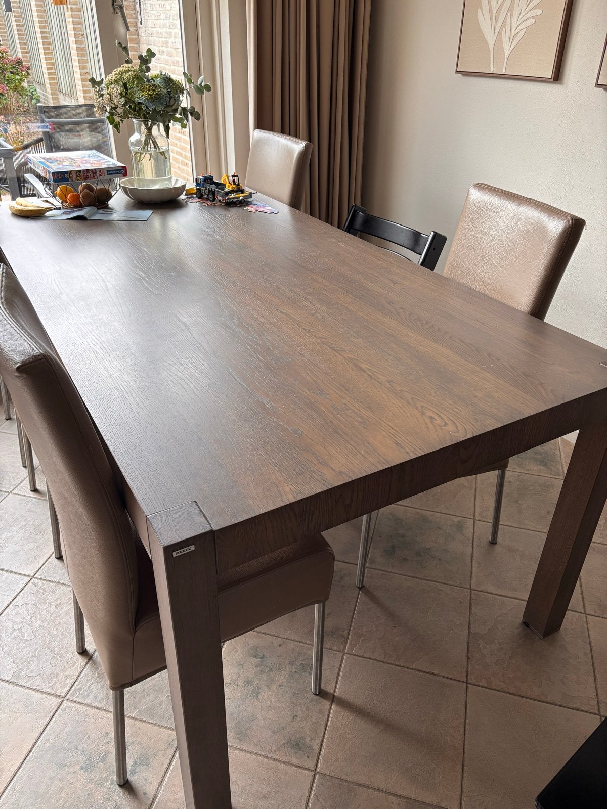 Goossens Eettafel, 6 stoelen, salontafel, dressoir,tv-meubel, Ophalen, Gebruikt, 100 tot 150 cm, Eikenhout