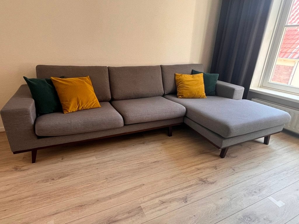 Hoekbank donker grijs, Huis en Inrichting, Banken | Bankstellen, Ophalen, 250 tot 300 cm, Gebruikt, Hoekbank