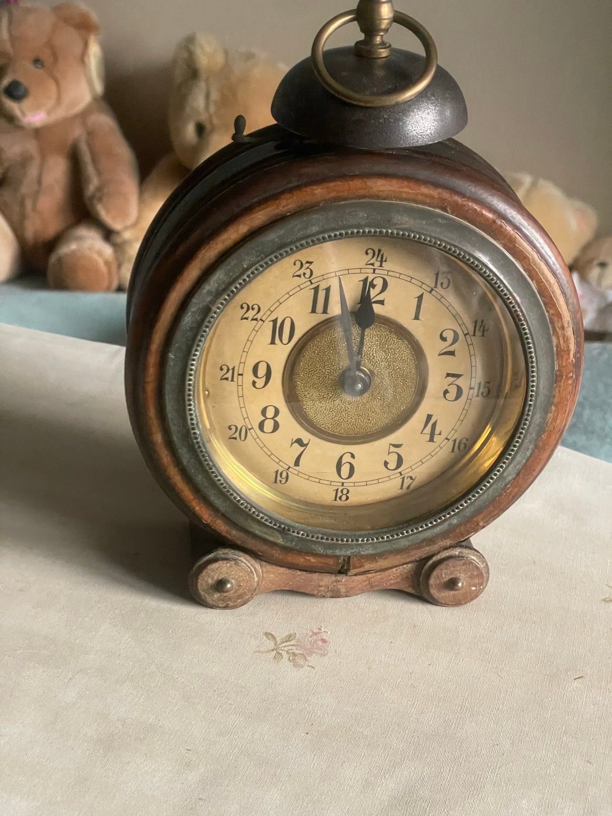 Junghans wekker 16 cm in papier-maché kast, uitstekend werke, Ophalen of Verzenden