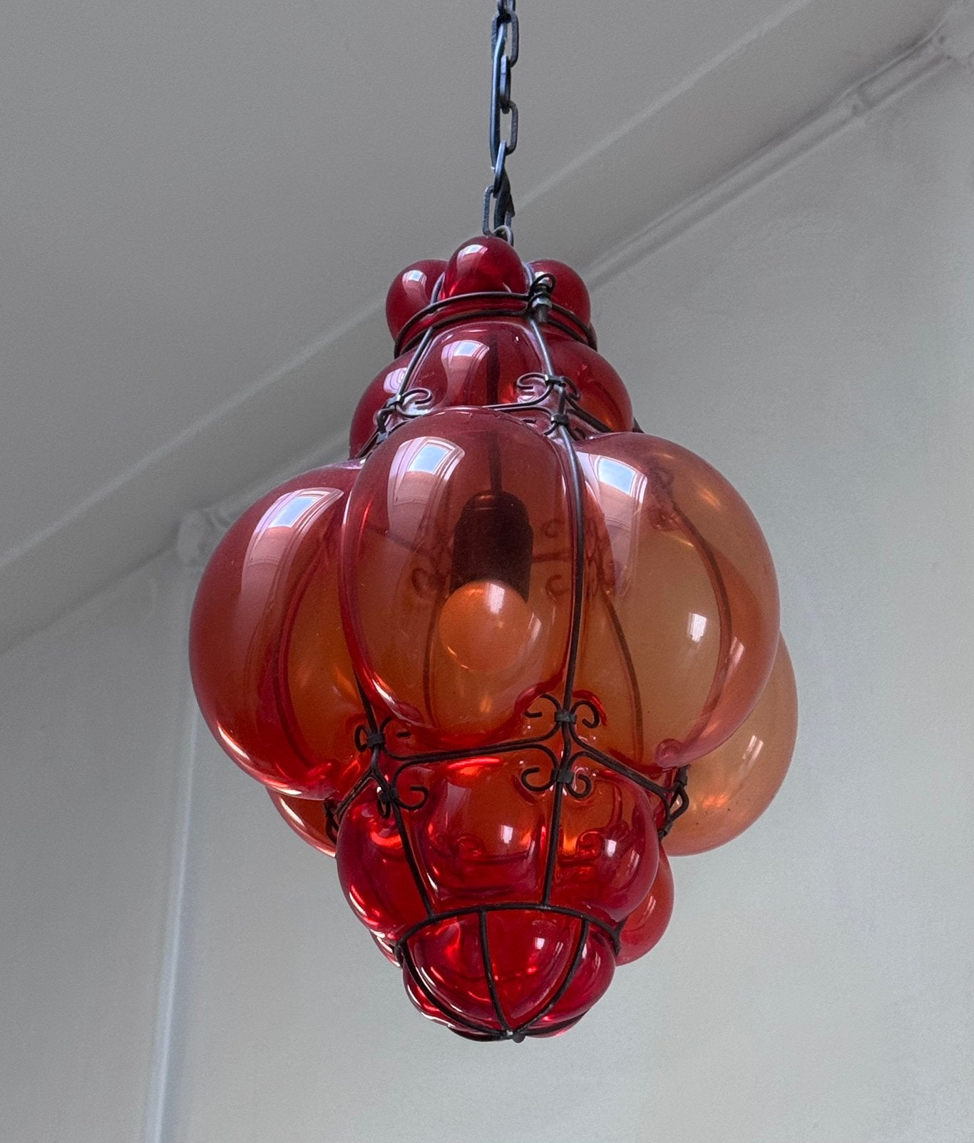Mondgeblazen Venetiaans glazen hanglamp., Ophalen of Verzenden, Zo goed als nieuw