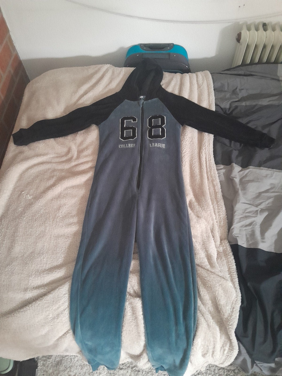 Blauw-zwarte onesie, maat 158/164, zo goed als nieuw, Kleding | Heren, Ophalen, Zo goed als nieuw