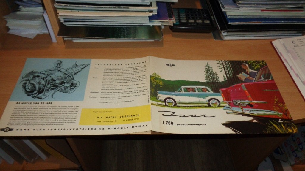 ZELDZAME Folder GLAS  ISAR  T700 Personenwagens, Verzenden, Nieuw, Overige merken