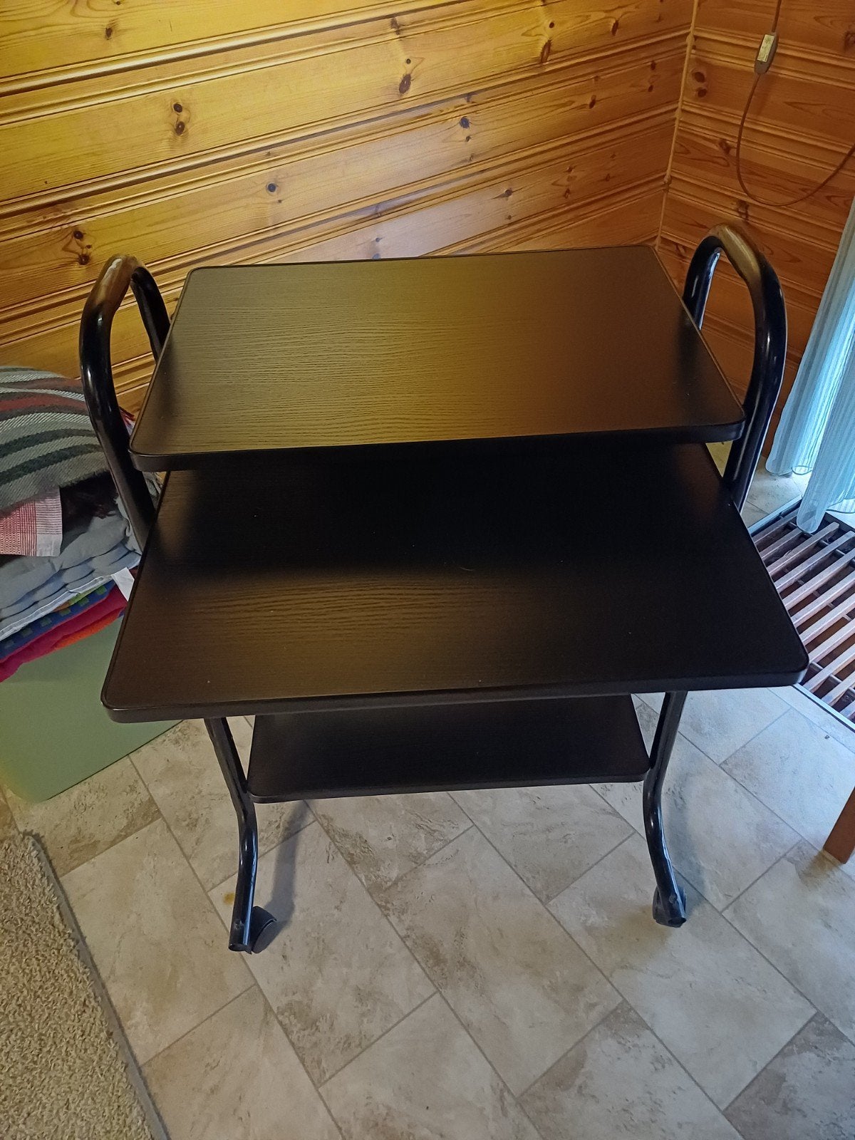 Buro op wieltjes kleur zwart, Ophalen, 70 tot 120 cm