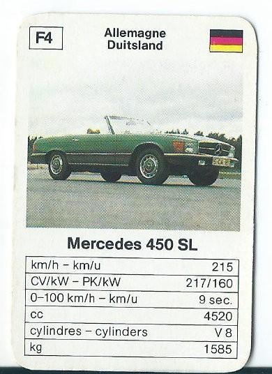 Troefkaart Maxi-mini Mercedes 450 SL (losse kaart), Ophalen of Verzenden, Gebruikt, Auto's