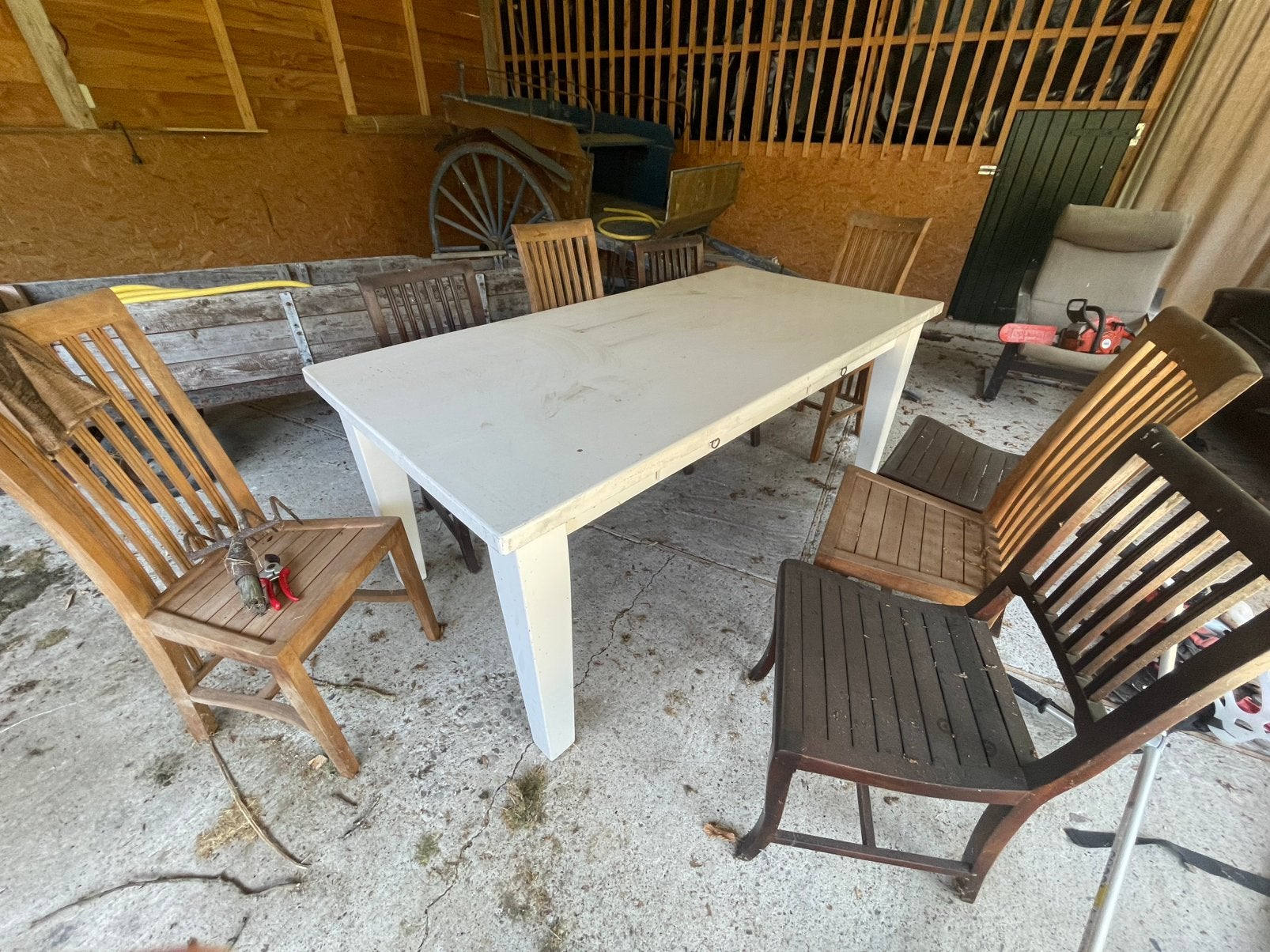 Witte tafel robuust, Ophalen, 100 tot 150 cm, 200 cm of meer, Zo goed als nieuw