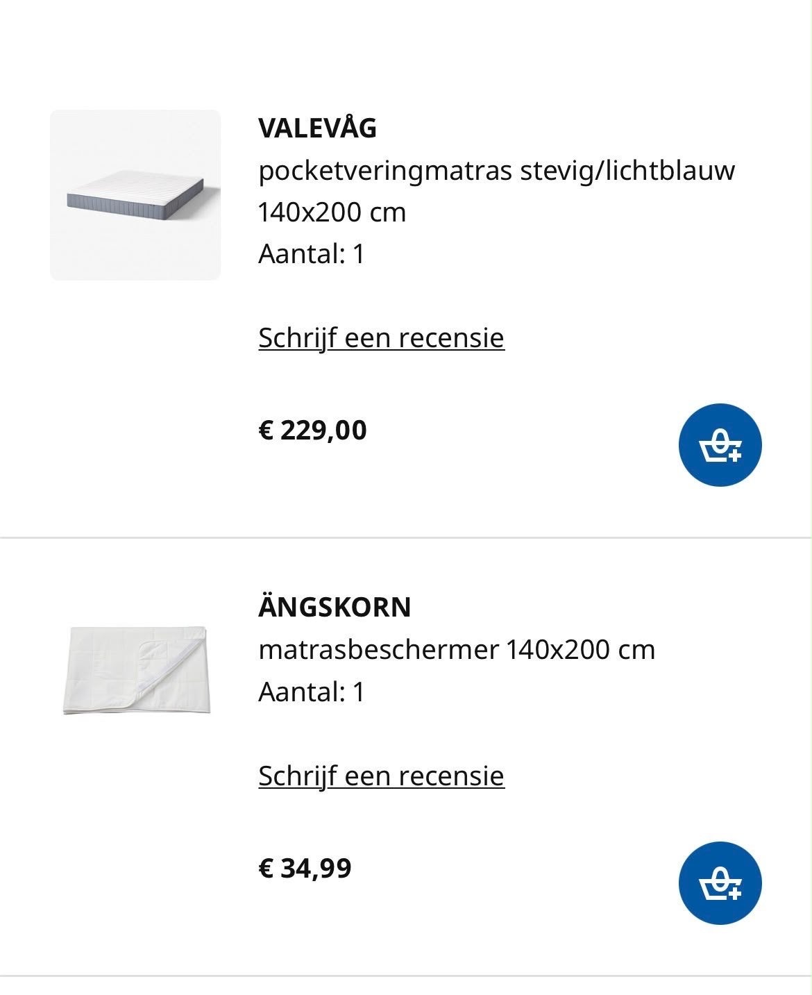 IKEA VALEVÅG Tweepersoonsbed met matras en matrasbeschermer, Ophalen, Wit, Tweepersoons, 140 cm