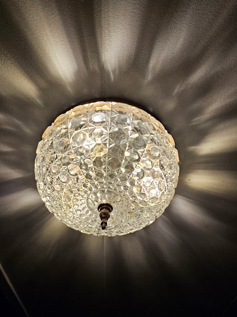 Vintage brocante Hollywood Regency plafonnière plafondlamp, Huis en Inrichting, Lampen | Plafondlampen, Ophalen of Verzenden, Gebruikt