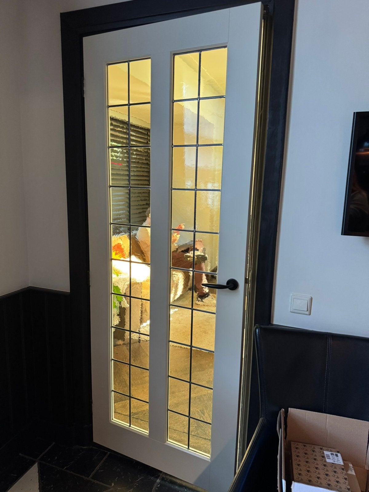 Deur met glas in lood, Ophalen, Gebruikt, 80 tot 100 cm, Binnendeur