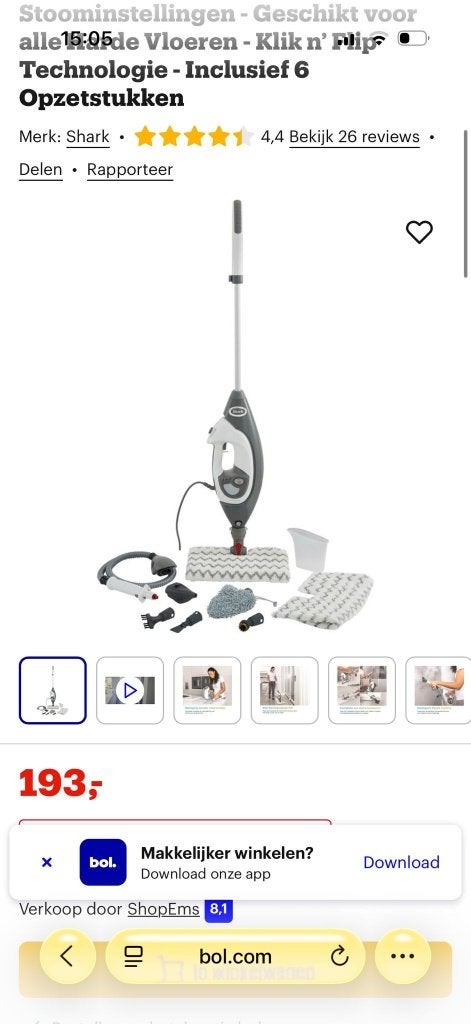 Shark S6005EU 2-in-1 Stoomreiniger + Accessoires, -, -, Stoomreiniger, Ophalen of Verzenden