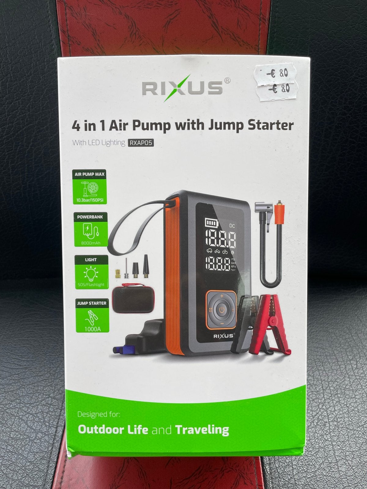 Rixus 4-in-1 Luchtpomp met Jump Starter en LED Verlichting, Ophalen, Nieuw
