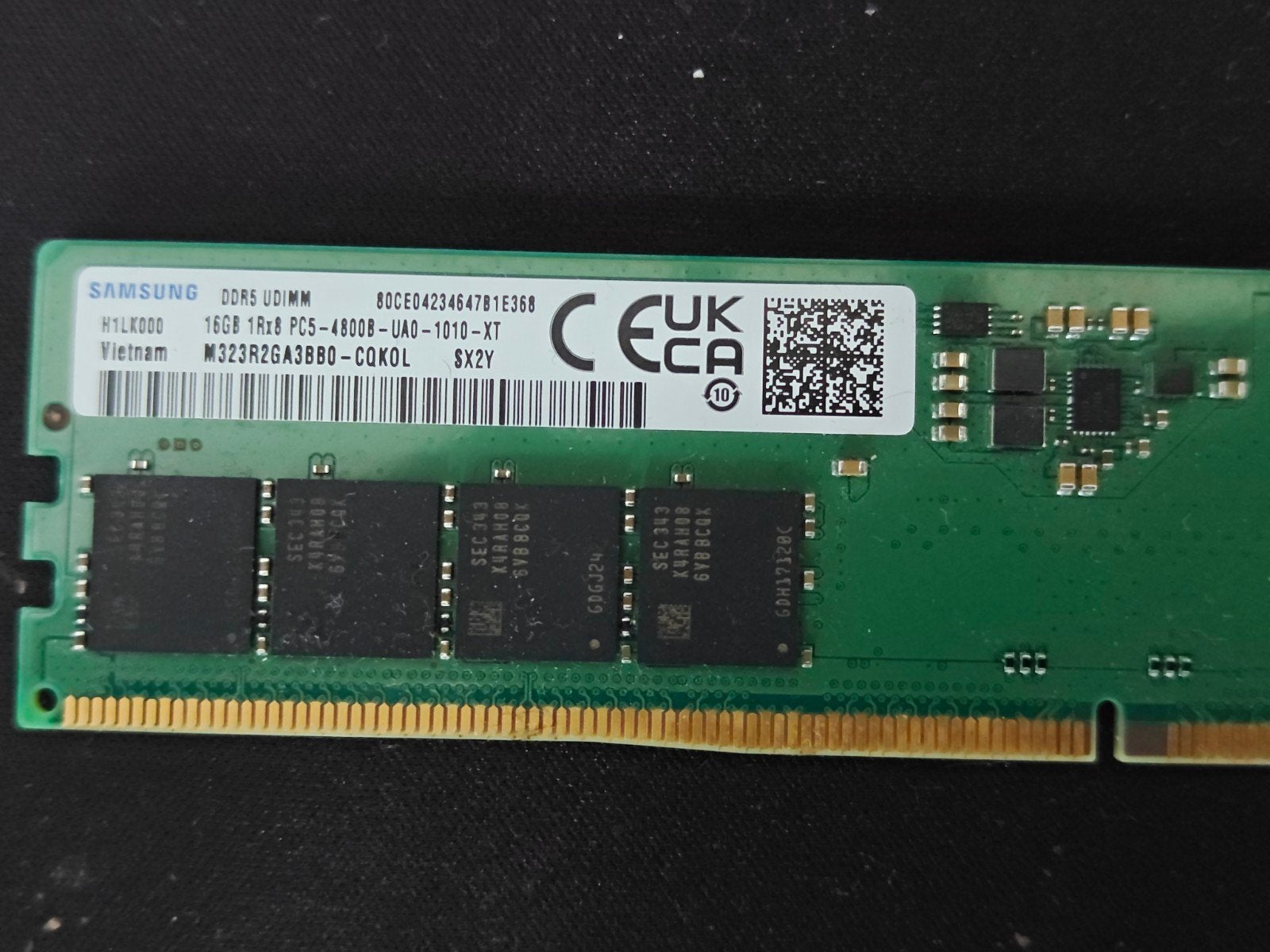 Samsung DDR5 16GB 4800MHz U-DIMM RAM Geheugenmodule, Computers en Software, RAM geheugen, Ophalen of Verzenden, Zo goed als nieuw