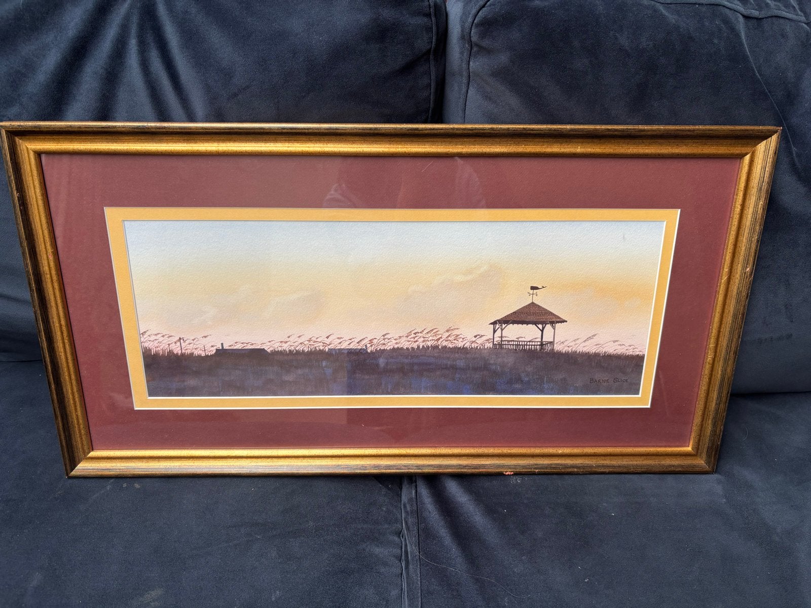 Acquarel van Barnie Slice - Sfeervol Landschap, Antiek en Kunst, Ophalen of Verzenden