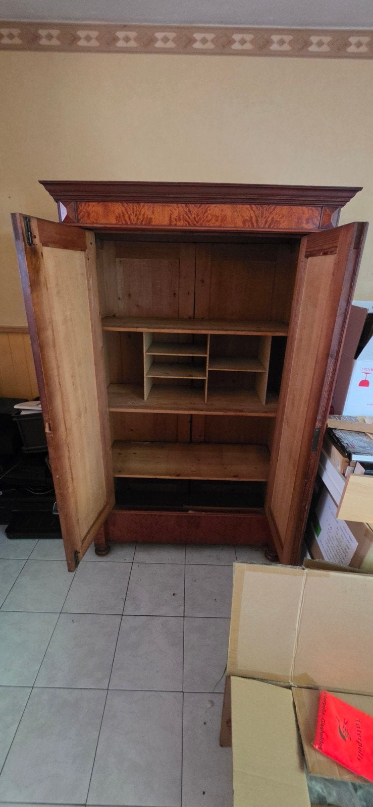Antieke Biedermeier Kast - Prachtig Wortelnoten Fineer, Ophalen of Verzenden