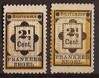 Suriname NVPH nr 22/22a ongebruikt Hulpzegels 1892, Ophalen of Verzenden, Postfris