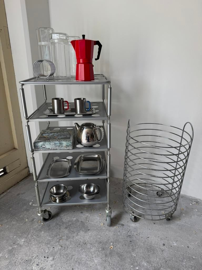 Vintage Ikea trolley kar  stelling, Ophalen of Verzenden, Zo goed als nieuw, Hout, Minder dan 50 cm