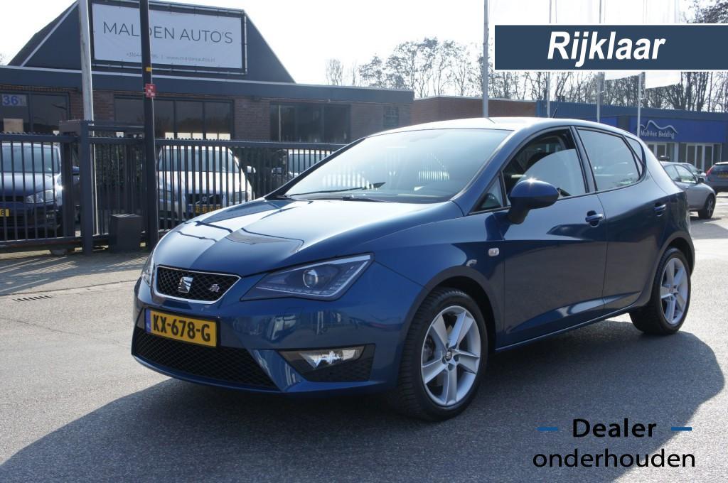 Seat IBIZA 1.0 ECOTSI FR CON 1eEIG LEDER-ALCANTARA/NAVI/PDC/, USB, Euro 6, Met garantie (alle), Blauw