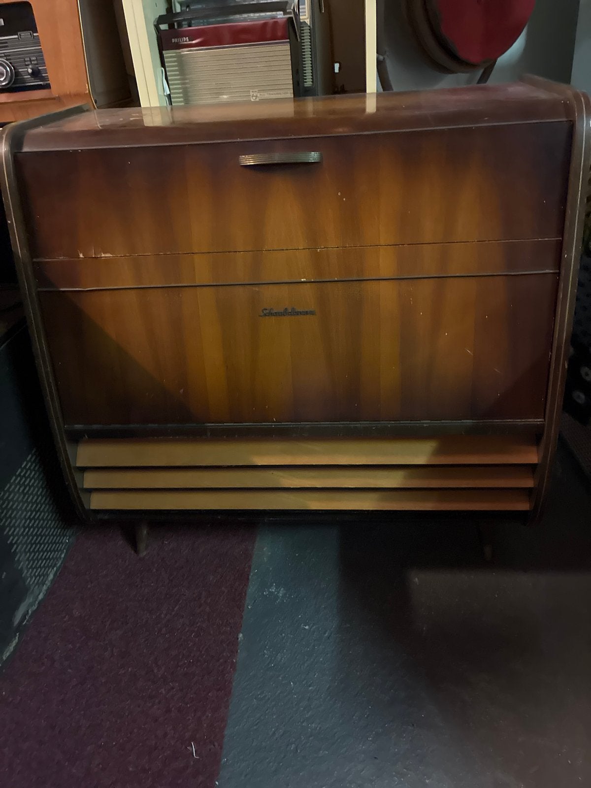 Vintage Schiedelmann Radio-Platenspeler Meubel, Audio, Tv en Foto, Platenspelers, Ophalen, Gebruikt, Platenspeler, Overige merken