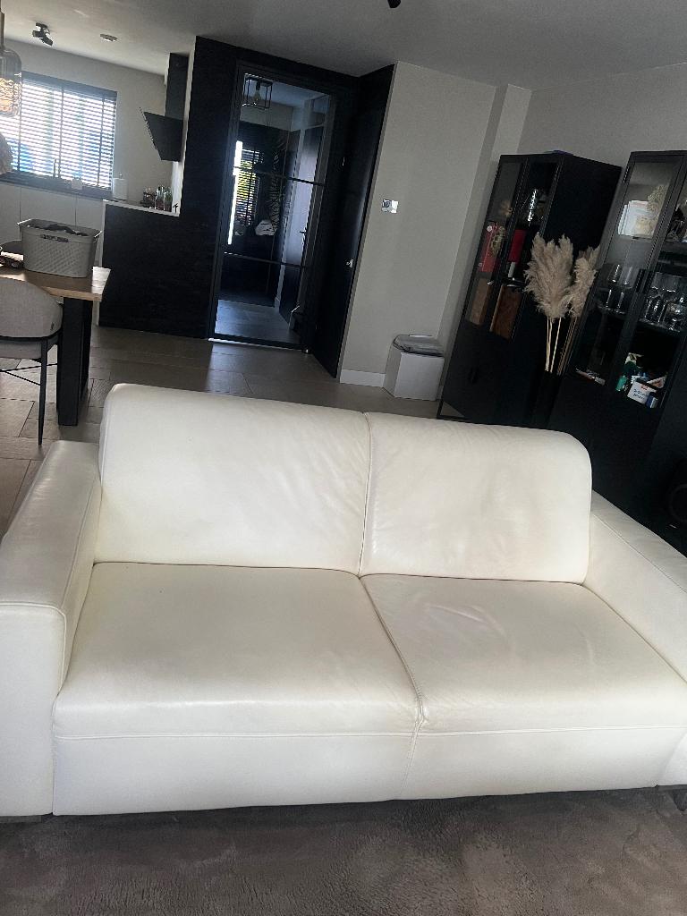 Bankstel wit leer, Ophalen, Gebruikt, Overige maten, Minder dan 75 cm