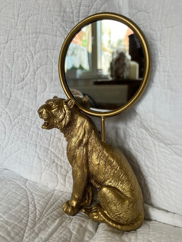 Tijger Spiegel Goud kleur rond merk Housevitamin(NIEUW), Huis en Inrichting, Woonaccessoires | Spiegels, Ophalen, Minder dan 50 cm