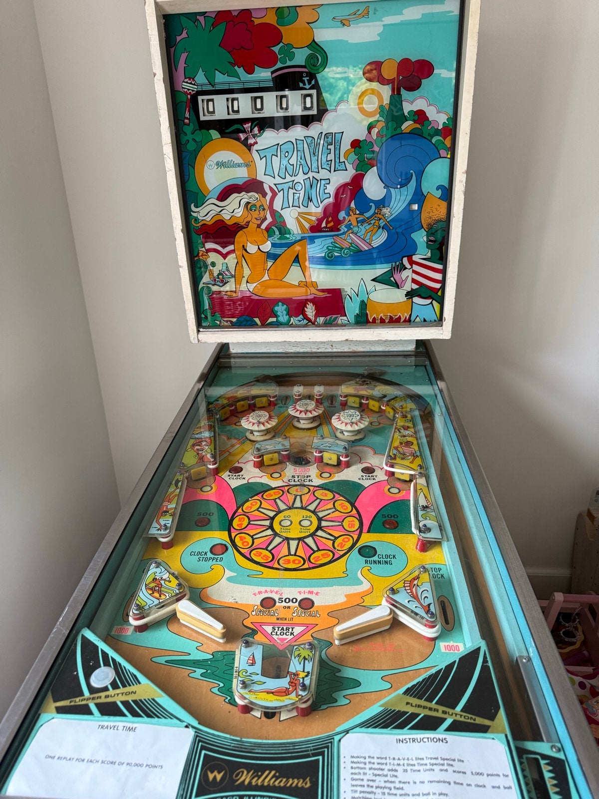 Vintage Williams Travel Time Flipperkast - Jaren '70, Verzamelen, Automaten | Flipperkasten, Ophalen, Gebruikt, Mechanisch, Williams