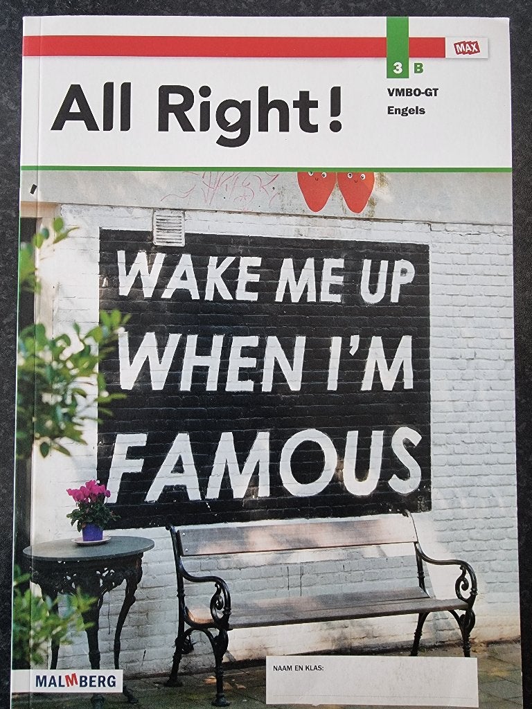 All Right! MAX 3 gt lwb B, Boeken, Schoolboeken, Ophalen of Verzenden, Zo goed als nieuw, VMBO