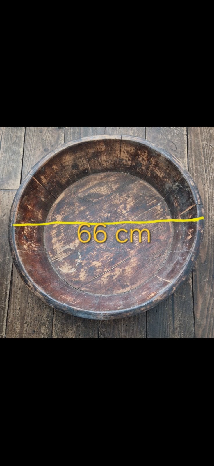 Grote antieke olijfbak / houten schaal - 66 cm, Ophalen